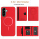 For Samsung Galaxy S24+ 5G Solid Color Horizontal Magnetic Card Bag RFID MagSafe Phone Case(Red)