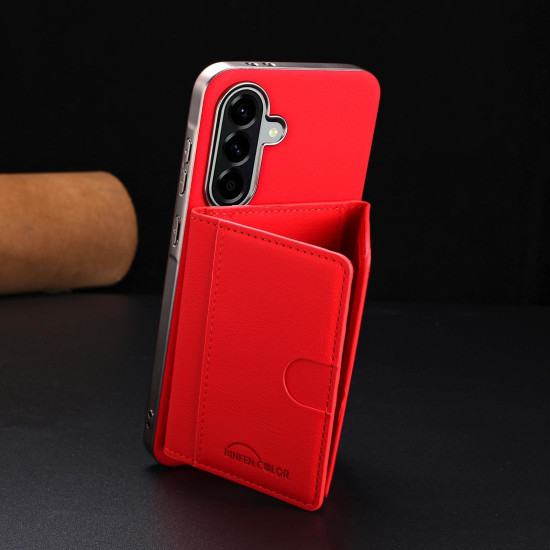 For Samsung Galaxy S24+ 5G Solid Color Horizontal Magnetic Card Bag RFID MagSafe Phone Case(Red)