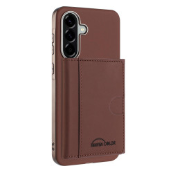 For Samsung Galaxy S24+ 5G Solid Color Horizontal Magnetic Card Bag RFID MagSafe Phone Case(Brown)