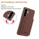 For Samsung Galaxy S24+ 5G Solid Color Horizontal Magnetic Card Bag RFID MagSafe Phone Case(Brown)