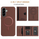 For Samsung Galaxy S24+ 5G Solid Color Horizontal Magnetic Card Bag RFID MagSafe Phone Case(Brown)