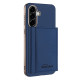 For Samsung Galaxy S24+ 5G Solid Color Horizontal Magnetic Card Bag RFID MagSafe Phone Case(Dark Blue)