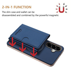 For Samsung Galaxy S24+ 5G Solid Color Horizontal Magnetic Card Bag RFID MagSafe Phone Case(Dark Blue)