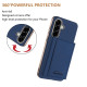 For Samsung Galaxy S24+ 5G Solid Color Horizontal Magnetic Card Bag RFID MagSafe Phone Case(Dark Blue)