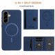For Samsung Galaxy S24+ 5G Solid Color Horizontal Magnetic Card Bag RFID MagSafe Phone Case(Dark Blue)