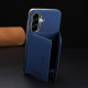 For Samsung Galaxy S24+ 5G Solid Color Horizontal Magnetic Card Bag RFID MagSafe Phone Case(Dark Blue)