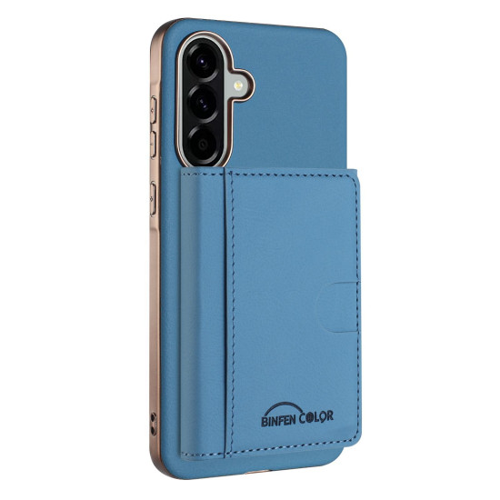 For Samsung Galaxy S24+ 5G Solid Color Horizontal Magnetic Card Bag RFID MagSafe Phone Case(Baby Blue)