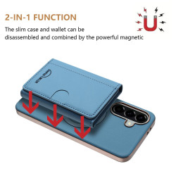 For Samsung Galaxy S24+ 5G Solid Color Horizontal Magnetic Card Bag RFID MagSafe Phone Case(Baby Blue)