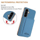 For Samsung Galaxy S24+ 5G Solid Color Horizontal Magnetic Card Bag RFID MagSafe Phone Case(Baby Blue)