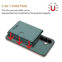 For Samsung Galaxy S24+ 5G Solid Color Horizontal Magnetic Card Bag RFID MagSafe Phone Case(Green)