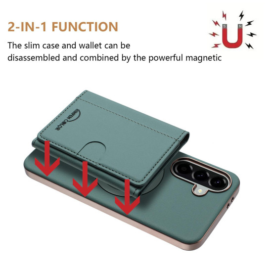 For Samsung Galaxy S24+ 5G Solid Color Horizontal Magnetic Card Bag RFID MagSafe Phone Case(Green)