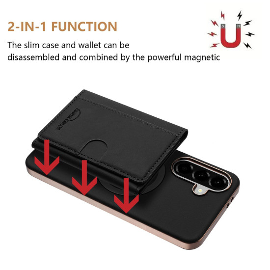 For Samsung Galaxy S24+ 5G Solid Color Horizontal Magnetic Card Bag RFID MagSafe Phone Case(Black)