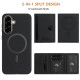 For Samsung Galaxy S24+ 5G Solid Color Horizontal Magnetic Card Bag RFID MagSafe Phone Case(Black)