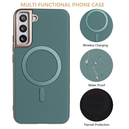 For Samsung Galaxy S24+ 5G Solid Color Plating MagSafe Full Coverage Phone Case(Green)