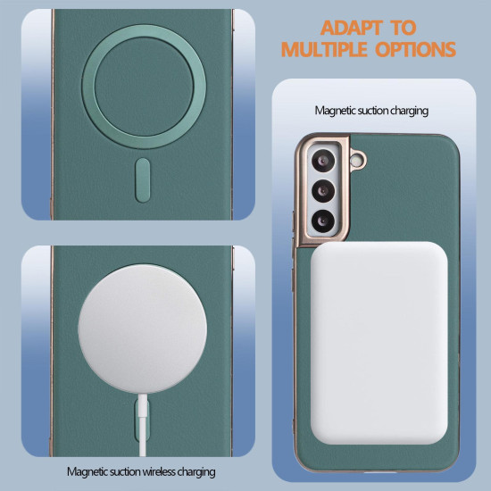For Samsung Galaxy S24+ 5G Solid Color Plating MagSafe Full Coverage Phone Case(Green)