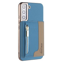 For Samsung Galaxy S24+ 5G Zipper Horizontal Magnetic Card Bag RFID MagSafe Phone Case(Baby Blue)