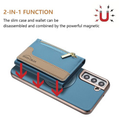 For Samsung Galaxy S24+ 5G Zipper Horizontal Magnetic Card Bag RFID MagSafe Phone Case(Baby Blue)