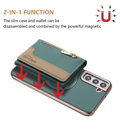For Samsung Galaxy S24+ 5G Zipper Horizontal Magnetic Card Bag RFID MagSafe Phone Case(Green)