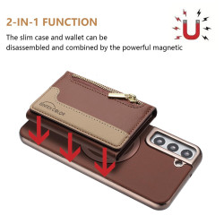 For Samsung Galaxy S24+ 5G Zipper Horizontal Magnetic Card Bag RFID MagSafe Phone Case(Brown)