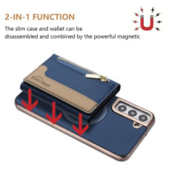 For Samsung Galaxy S24+ 5G Zipper Horizontal Magnetic Card Bag RFID MagSafe Phone Case(Dark Blue)
