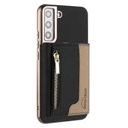 For Samsung Galaxy S24+ 5G Zipper Horizontal Magnetic Card Bag RFID MagSafe Phone Case(Black)