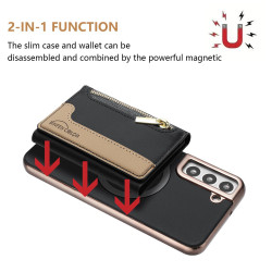 For Samsung Galaxy S24+ 5G Zipper Horizontal Magnetic Card Bag RFID MagSafe Phone Case(Black)