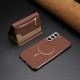 For Samsung Galaxy S23+ 5G Zipper Horizontal Magnetic Card Bag RFID MagSafe Phone Case(Brown)