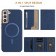For Samsung Galaxy S23+ 5G Zipper Horizontal Magnetic Card Bag RFID MagSafe Phone Case(Dark Blue)