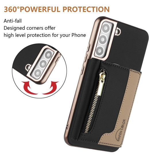 For Samsung Galaxy S23+ 5G Zipper Horizontal Magnetic Card Bag RFID MagSafe Phone Case(Black)