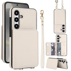 For Samsung Galaxy S24+ 5G Crossbody Dual-buckle Wallet RFID Back Leather Phone Case(White)