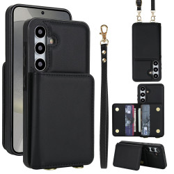 For Samsung Galaxy S24+ 5G Crossbody Dual-buckle Wallet RFID Back Leather Phone Case(Black)