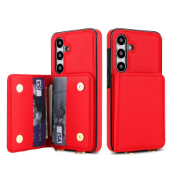 For Samsung Galaxy S24+ 5G Crossbody Dual-buckle Wallet RFID Back Leather Phone Case(Red)