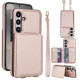 For Samsung Galaxy S24+ 5G Crossbody Dual-buckle Wallet RFID Back Leather Phone Case(Rose Gold)