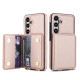 For Samsung Galaxy S24+ 5G Crossbody Dual-buckle Wallet RFID Back Leather Phone Case(Rose Gold)