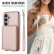 For Samsung Galaxy S24+ 5G Crossbody Dual-buckle Wallet RFID Back Leather Phone Case(Rose Gold)