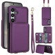 For Samsung Galaxy S24+ 5G Crossbody Dual-buckle Wallet RFID Back Leather Phone Case(Dark Purple)
