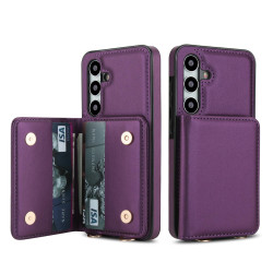 For Samsung Galaxy S24+ 5G Crossbody Dual-buckle Wallet RFID Back Leather Phone Case(Dark Purple)