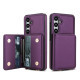 For Samsung Galaxy S24+ 5G Crossbody Dual-buckle Wallet RFID Back Leather Phone Case(Dark Purple)