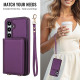 For Samsung Galaxy S24+ 5G Crossbody Dual-buckle Wallet RFID Back Leather Phone Case(Dark Purple)