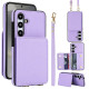 For Samsung Galaxy S24+ 5G Crossbody Dual-buckle Wallet RFID Back Leather Phone Case(Light Purple)