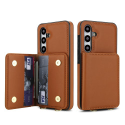 For Samsung Galaxy S24+ 5G Crossbody Dual-buckle Wallet RFID Back Leather Phone Case(Brown)