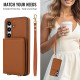For Samsung Galaxy S24+ 5G Crossbody Dual-buckle Wallet RFID Back Leather Phone Case(Brown)