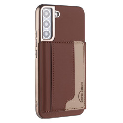 For Samsung Galaxy S24+ 5G Colour Matching Horizontal Magnetic Card Bag RFID MagSafe Phone Case(Brown)