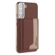 For Samsung Galaxy S24+ 5G Colour Matching Horizontal Magnetic Card Bag RFID MagSafe Phone Case(Brown)