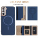 For Samsung Galaxy S24+ 5G Colour Matching Horizontal Magnetic Card Bag RFID MagSafe Phone Case(Dark Blue)