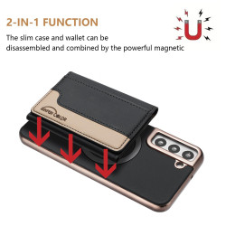 For Samsung Galaxy S24+ 5G Colour Matching Horizontal Magnetic Card Bag RFID MagSafe Phone Case(Black)