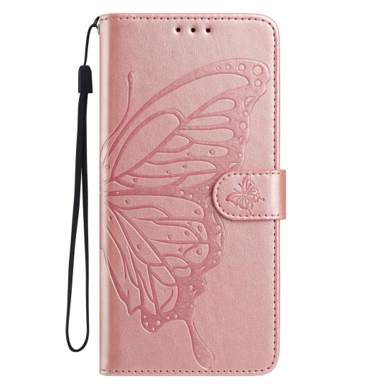 For Samsung Galaxy S24+ 5G Butterfly Flutter Pattern Embossed Leather Phone Case(Rose Gold)