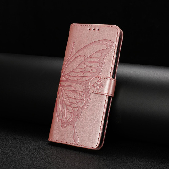 For Samsung Galaxy S24+ 5G Butterfly Flutter Pattern Embossed Leather Phone Case(Rose Gold)