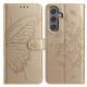 For Samsung Galaxy S24+ 5G Butterfly Flutter Pattern Embossed Leather Phone Case(Gold)