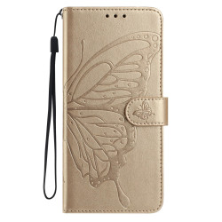 For Samsung Galaxy S24+ 5G Butterfly Flutter Pattern Embossed Leather Phone Case(Gold)